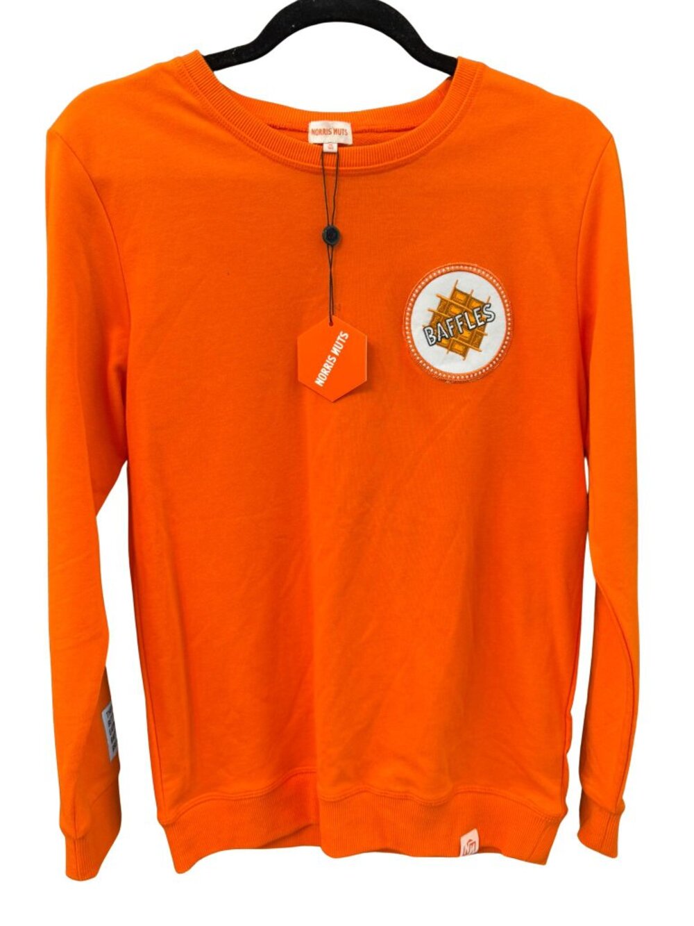 Norris Nuts Baffles Orange Graphic Sweatshirt Size 14 Kids Crewneck NWT